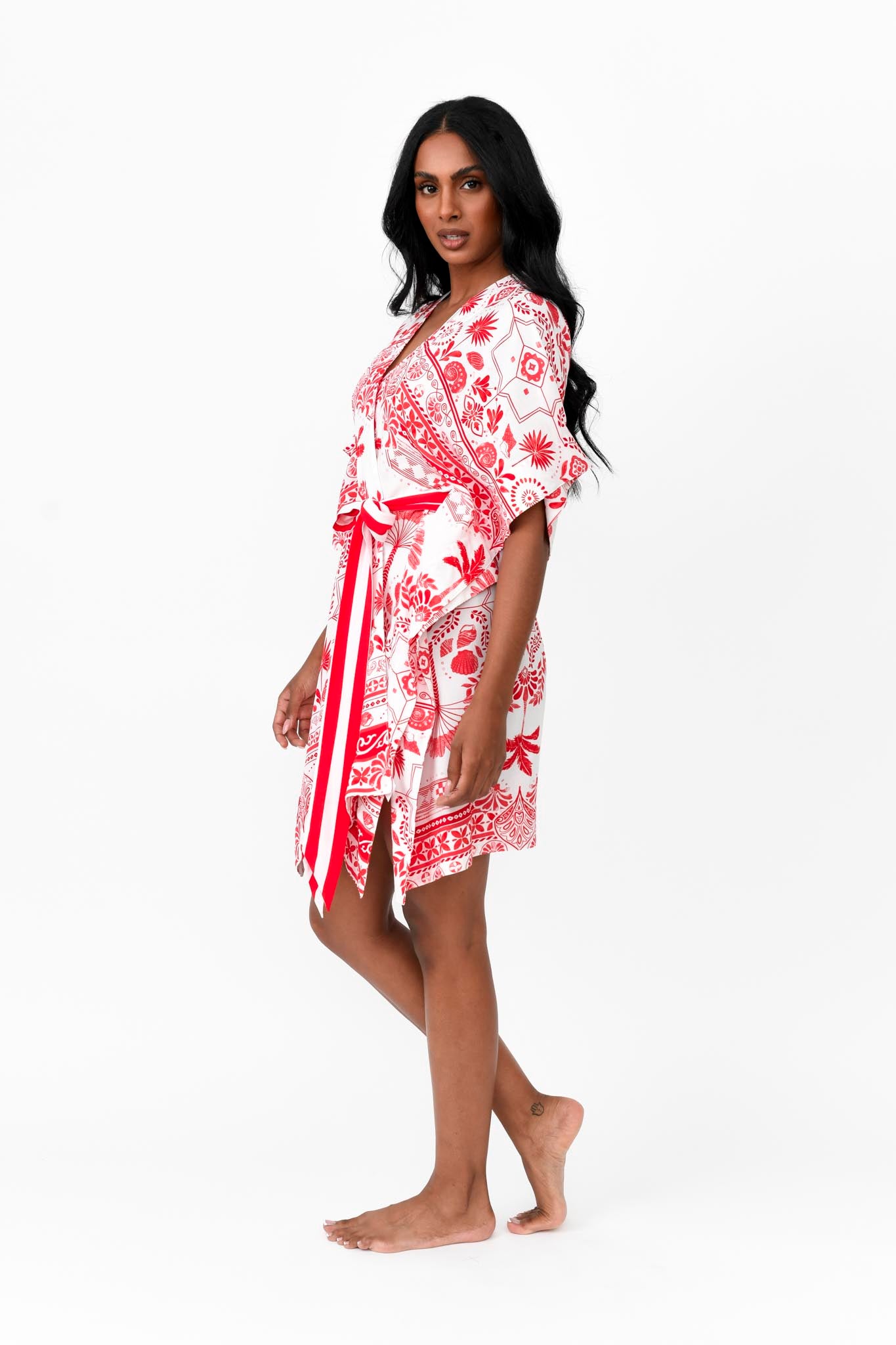 Zahlia Short Kimono - Mediterranean Red