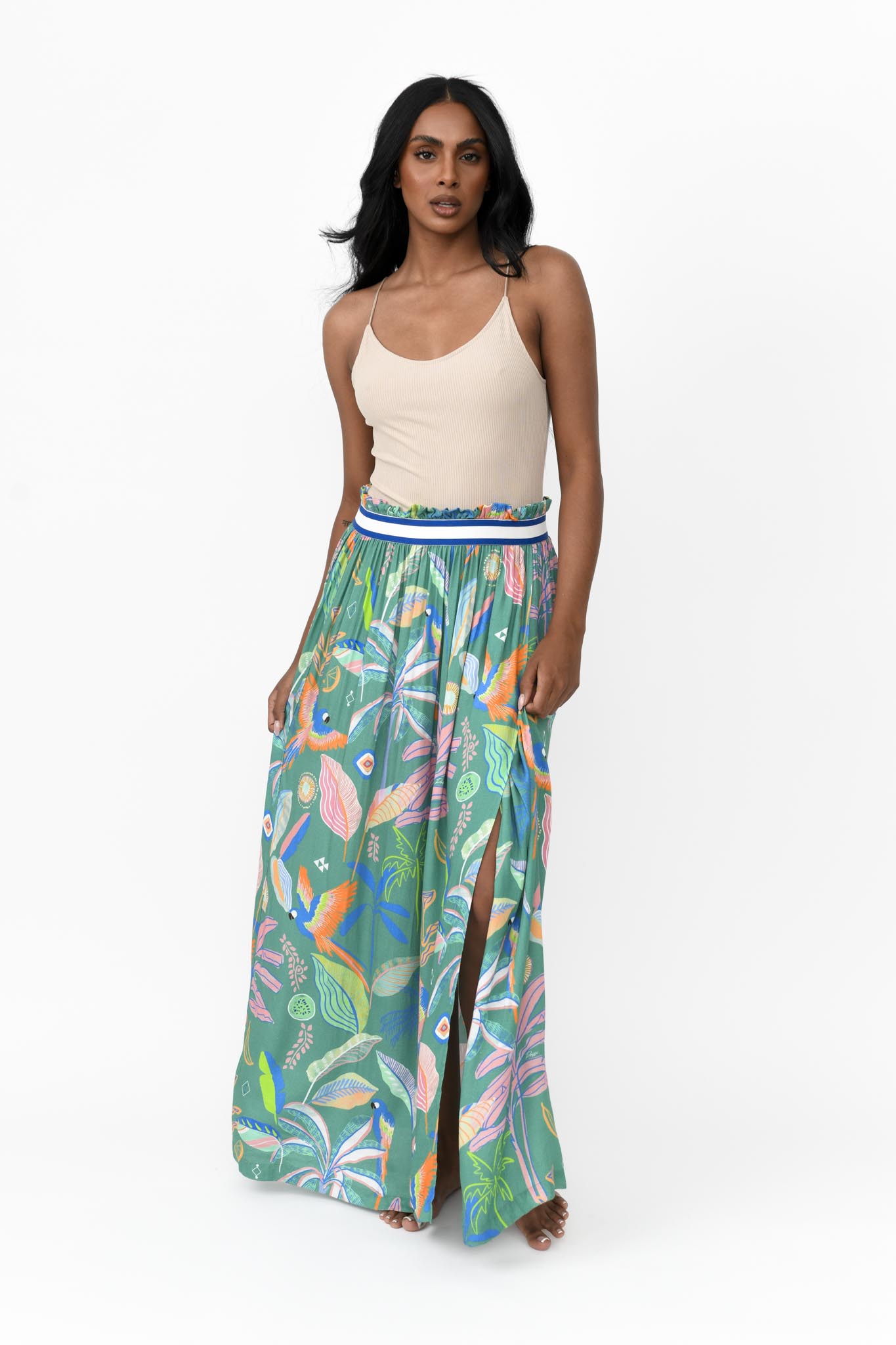 Camile Maxi Skirt - Tropical Emerald