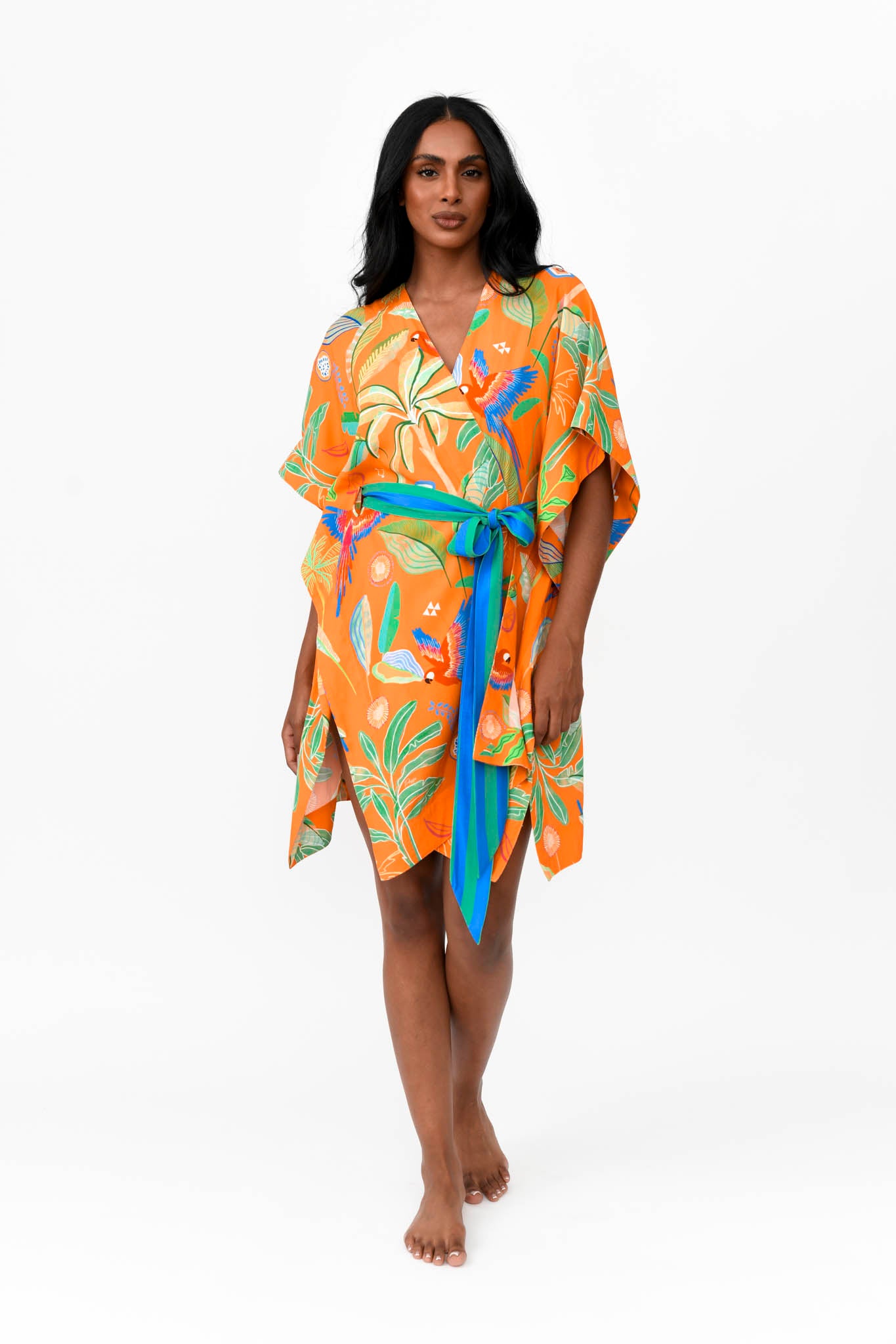 Zahlia Short Kimono - Tropical Orange