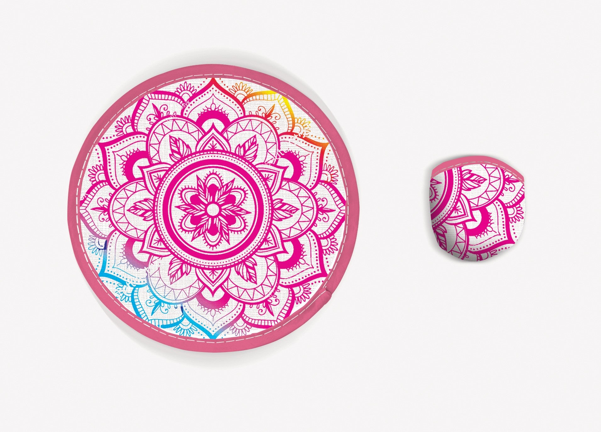 Round Foldable Fan - Mandala (Pink)