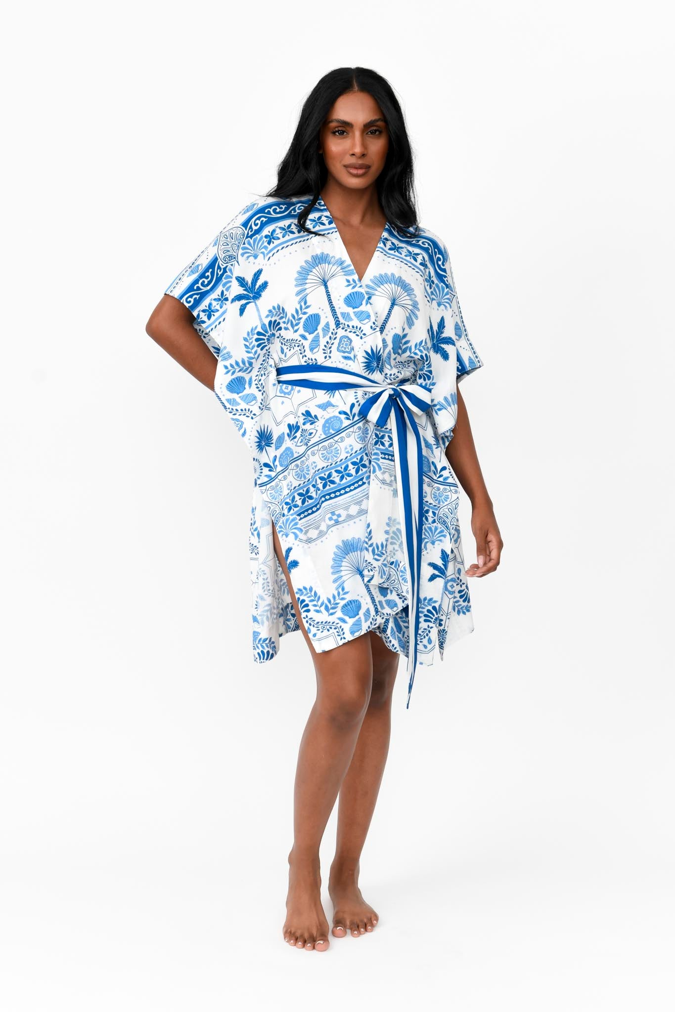 Zahlia Short Kimono - Mediterranean Blue