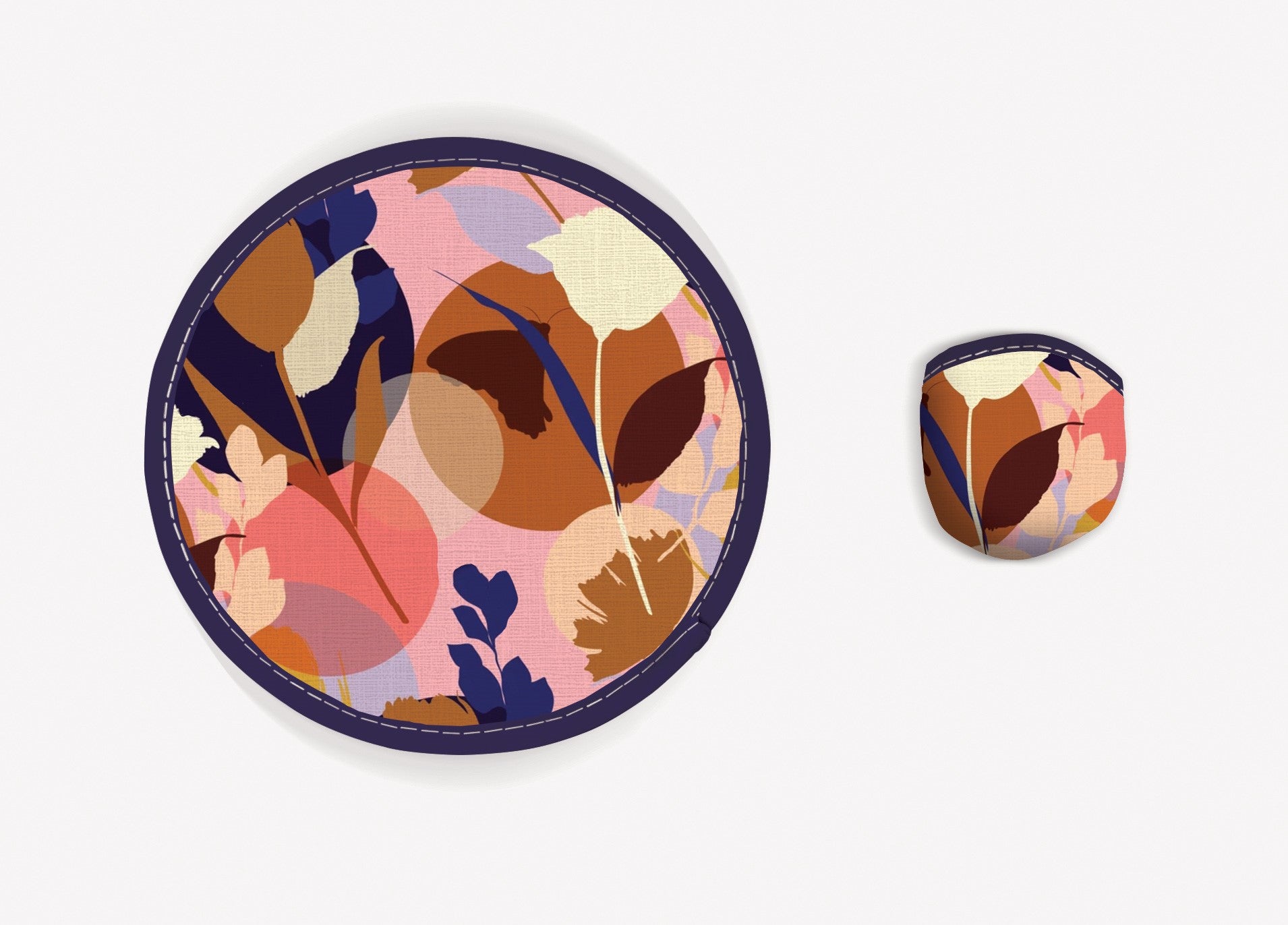 Round Foldable Fan - Abstract Floral