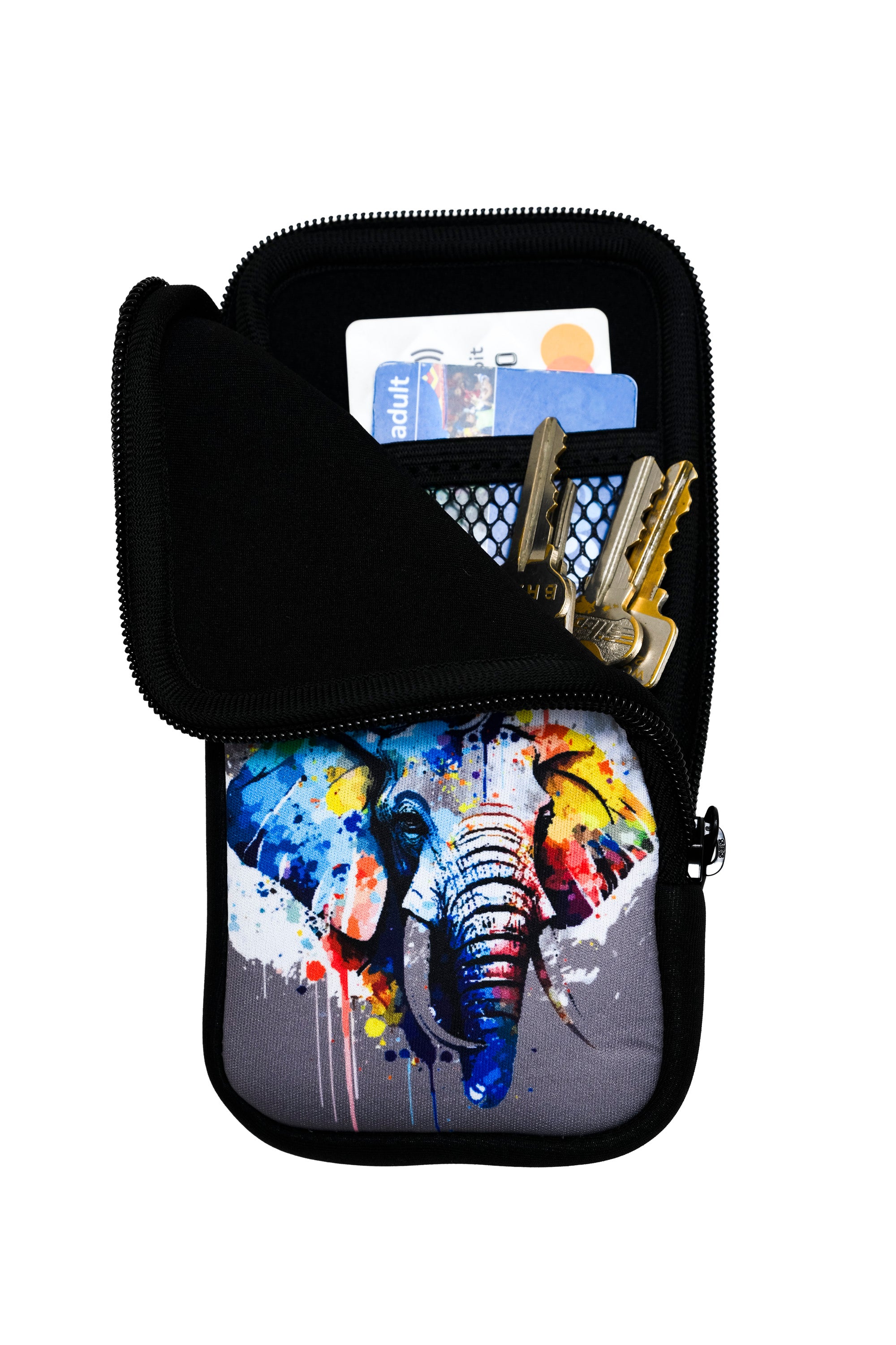 Travel Pouch with Detachable Lanyard - Elephants