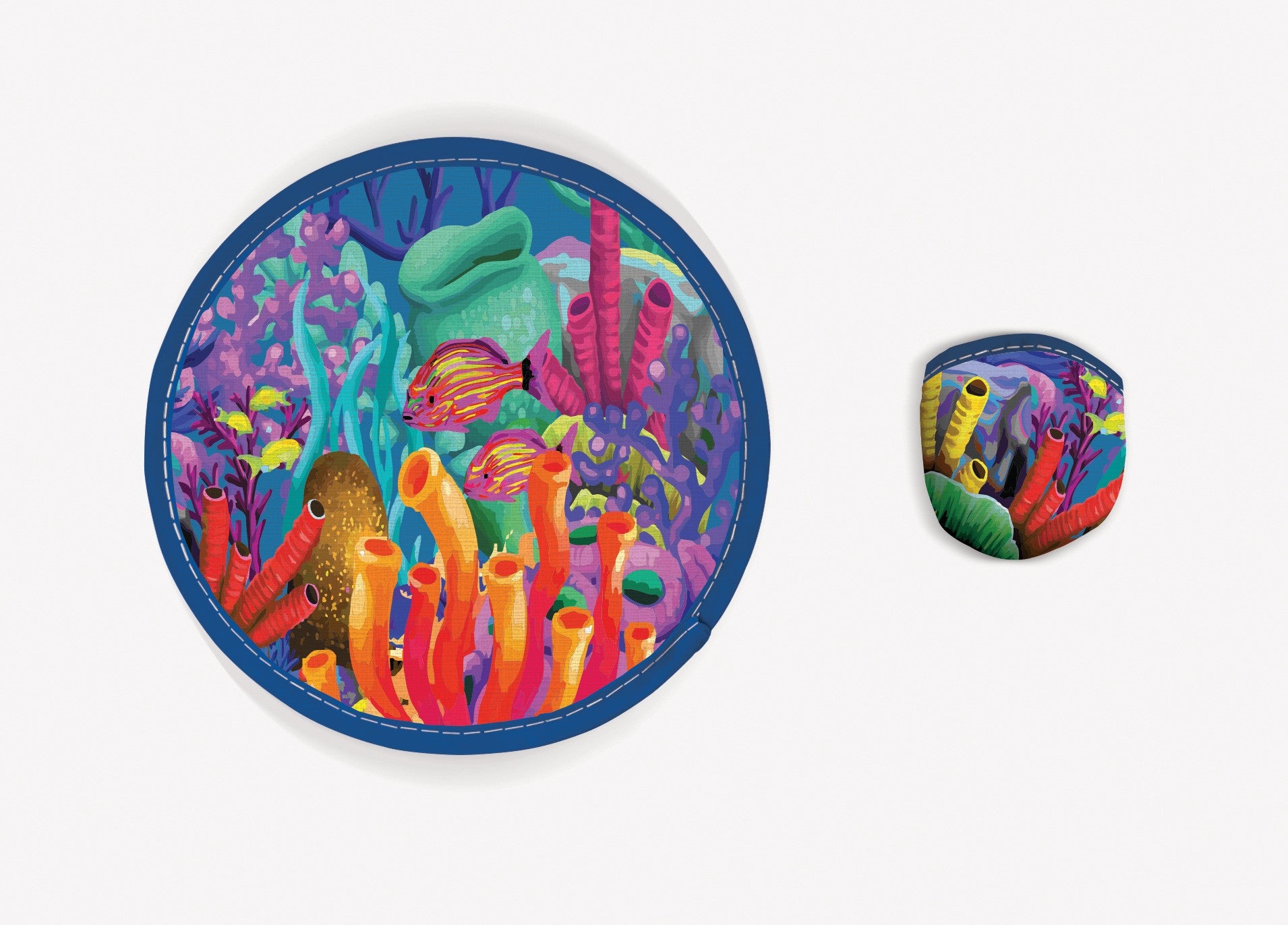 Round Foldable Fan - Coral Reef