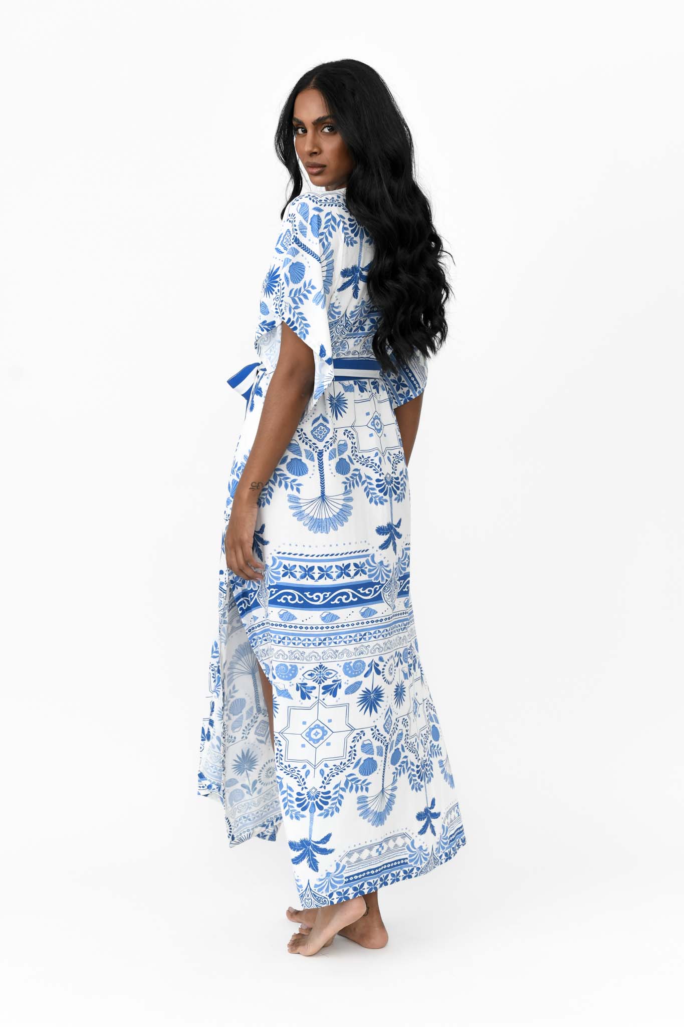 Zahlia Long Kimono - Mediterranean Blue