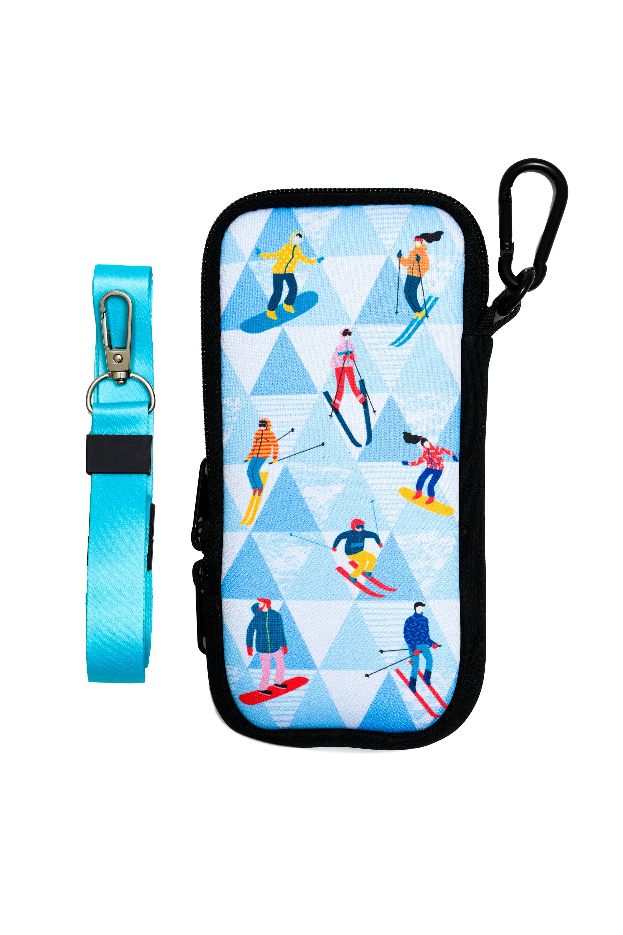 Travel Pouch with Detachable Lanyard - Snow Skiers