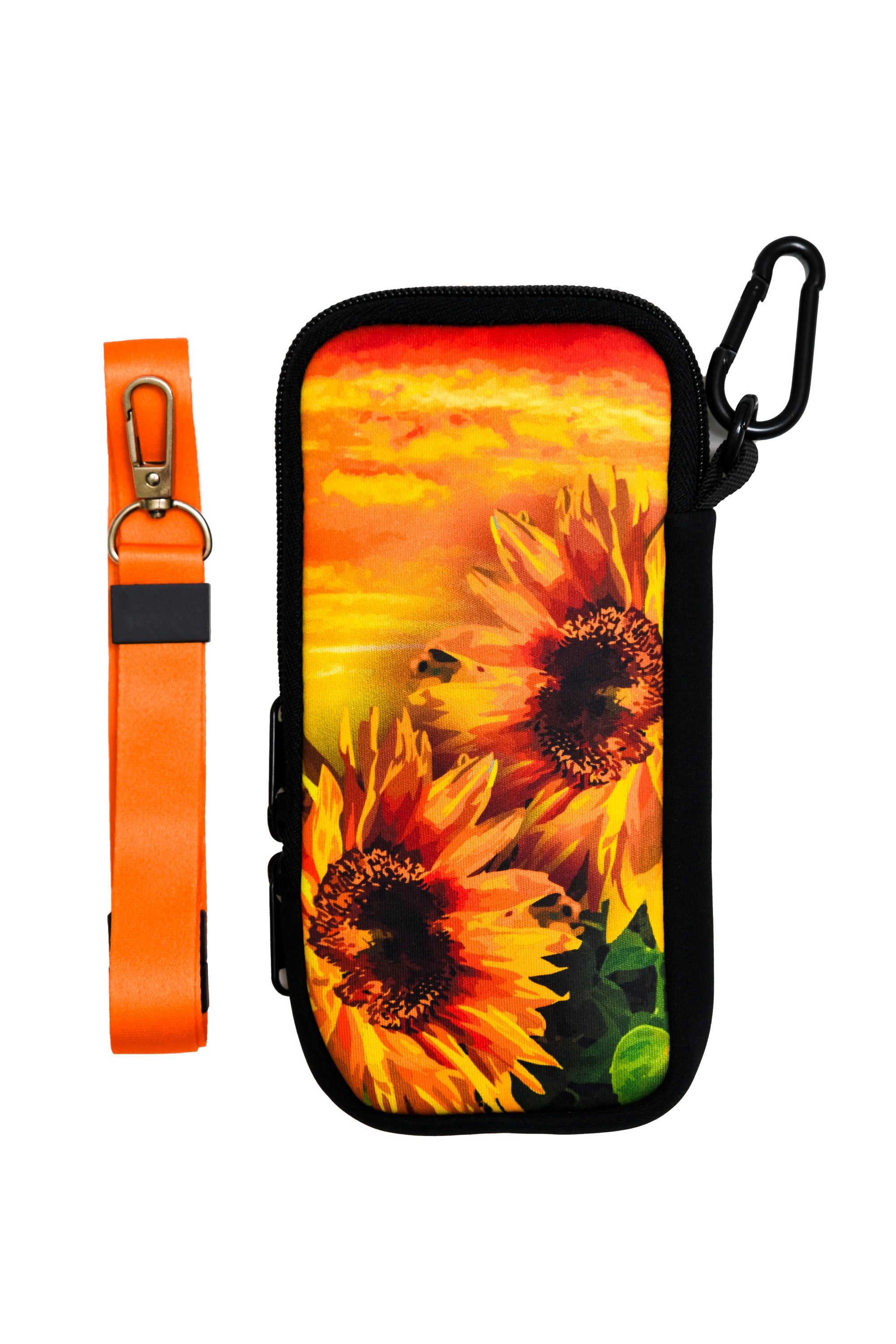 Travel Pouch with Detachable Lanyard - Sunflower