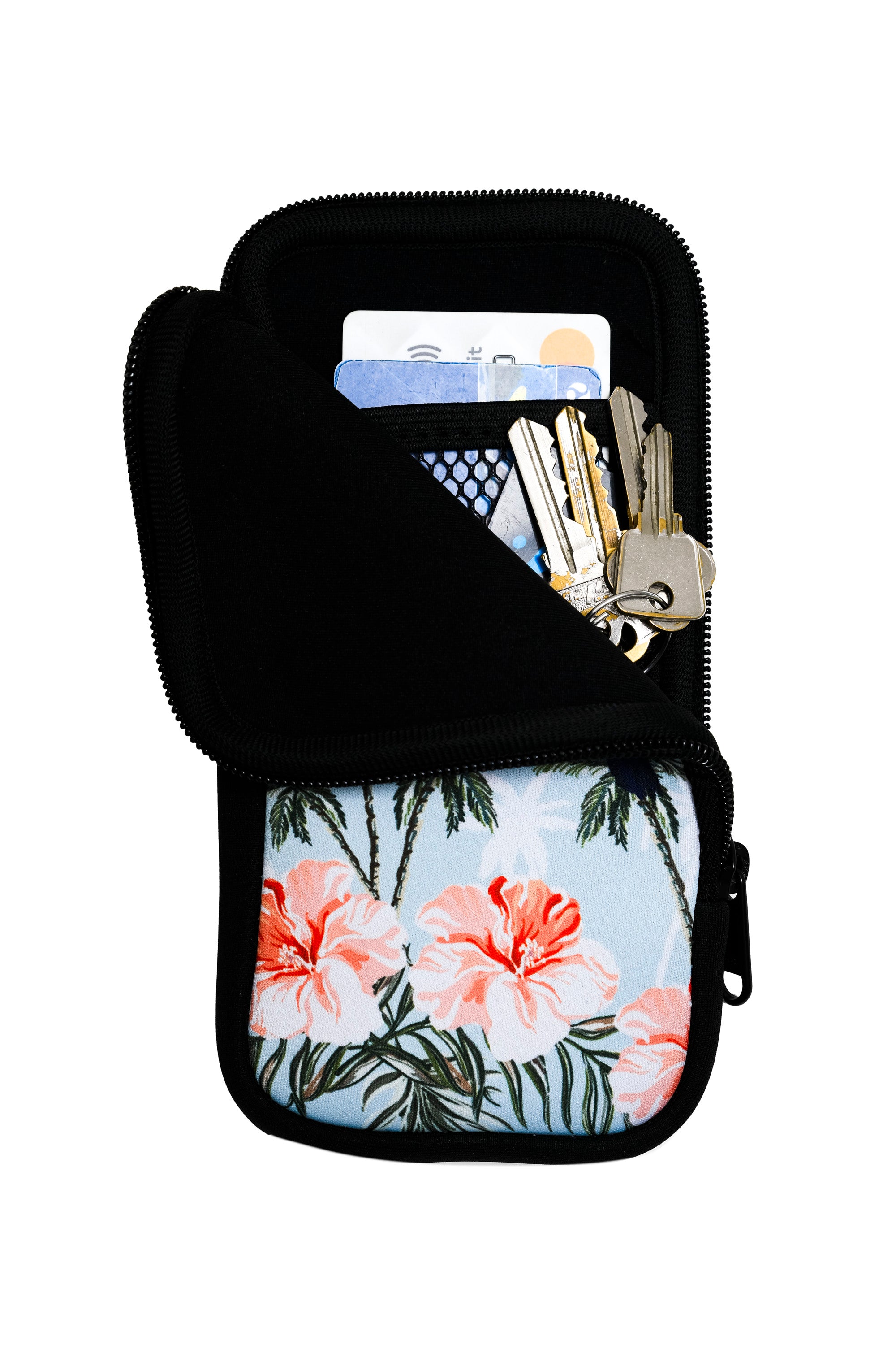 Travel Pouch with Detachable Lanyard - Toucan & Hibiscus