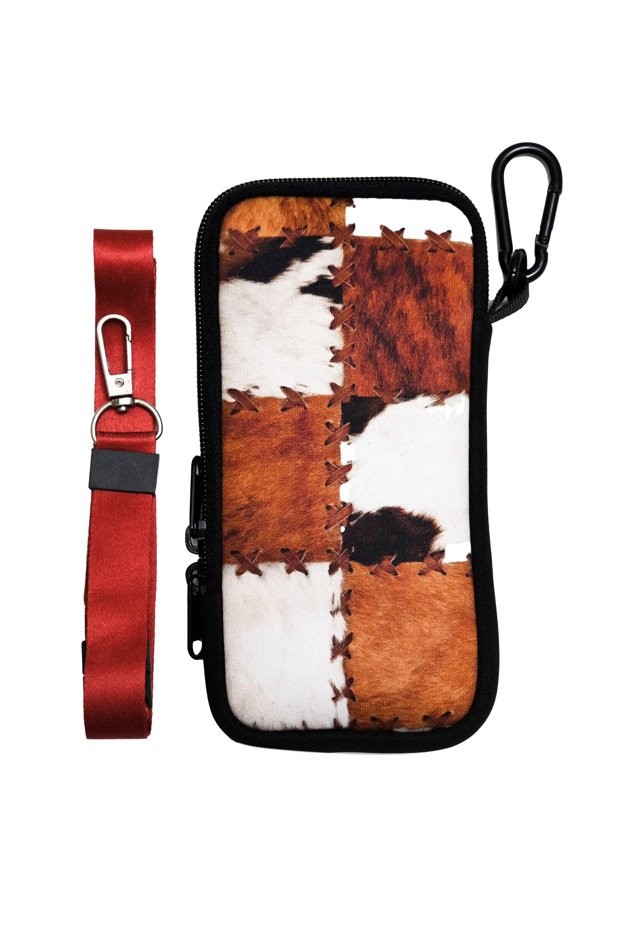 Travel Pouch with Detachable Lanyard - Fur Patchwork