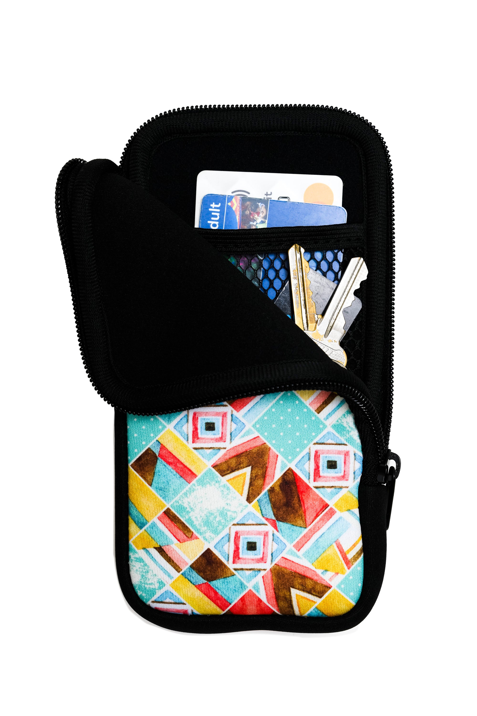 Travel Pouch with Detachable Lanyard - Square Patterns
