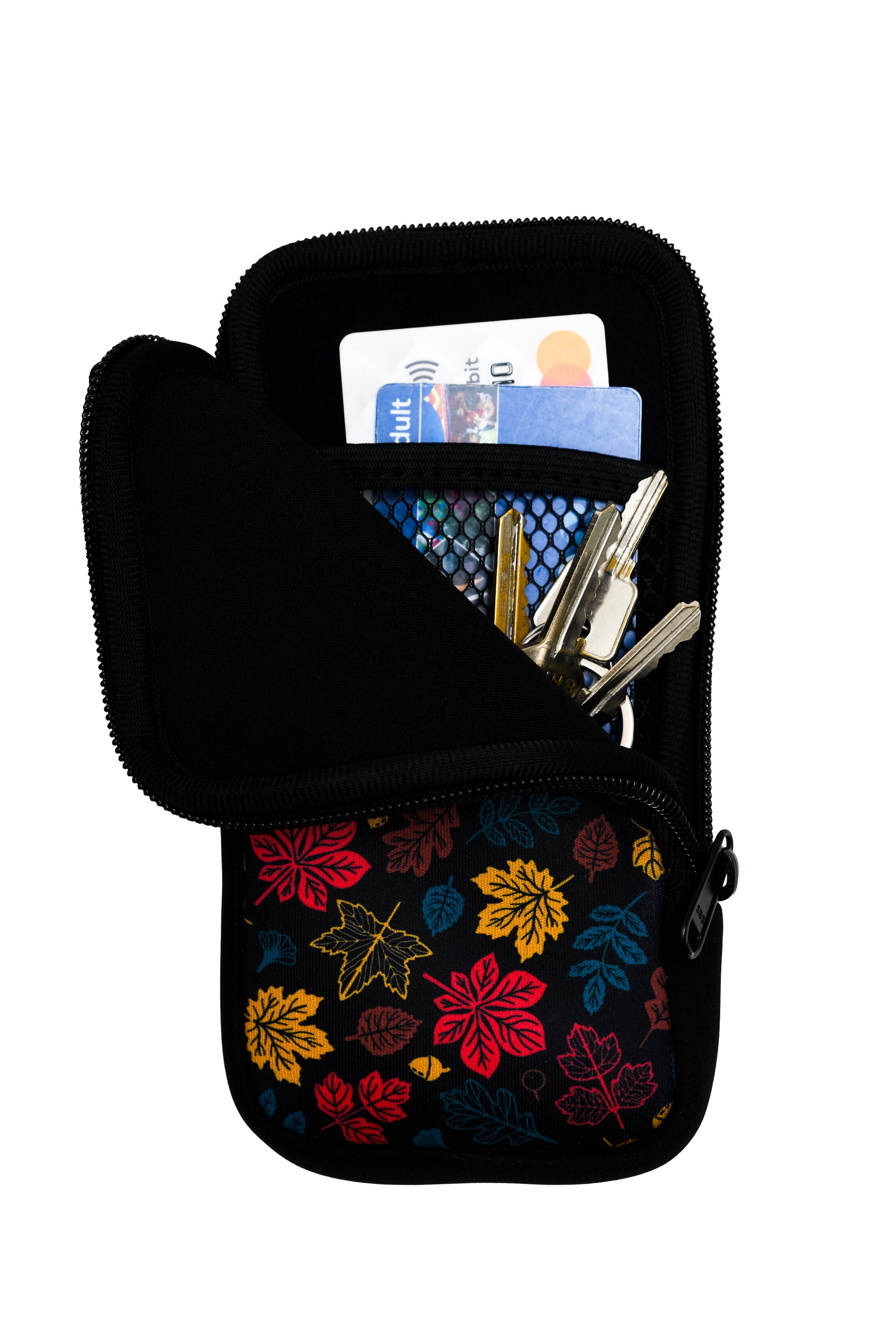 Travel Pouch with Detachable Lanyard - Autumn Leaves