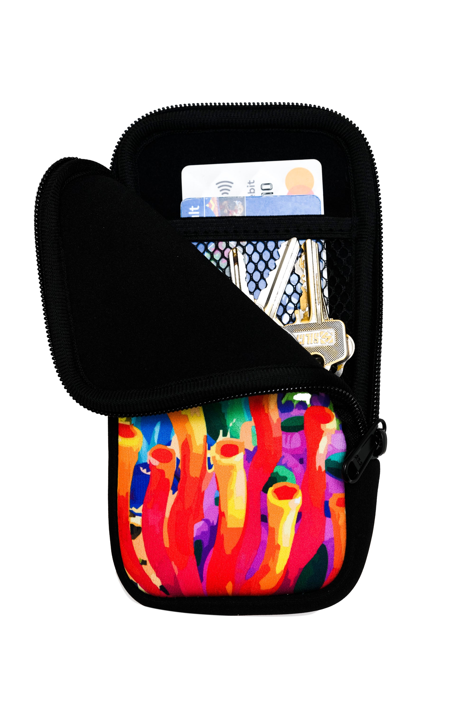 Travel Pouch with Detachable Lanyard - Coral Reef